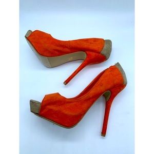 Orange and Beige Heels Size 8.5
